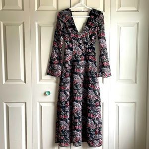 BNWOT- Beautiful Paisley Maxi Dress w/ Bell Sleeves, Size XS